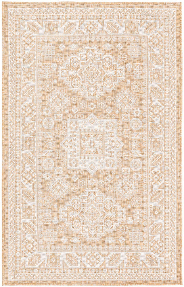 Natural 3' 1 x 5' 3 Outdoor Aztec Rectangle Area Rug Weather Resistant for Patio, Deck, Terrace, Balcony, Porch 100% Polypropylene Traditional Carpet Mat for Sale at Rug Engine