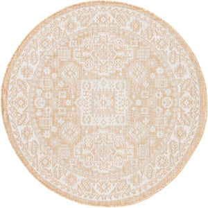 Natural 4' 1 x 4' 1 Outdoor Aztec Round Area Rug Weather Resistant for Patio, Deck, Terrace, Balcony, Porch 100% Polypropylene Traditional Carpet Mat for Sale at Rug Engine