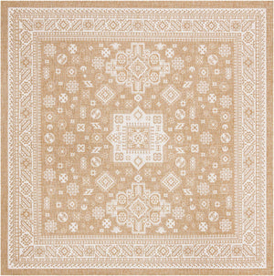 Natural 10' x 10' Outdoor Aztec Square Area Rug Weather Resistant for Patio, Deck, Terrace, Balcony, Porch 100% Polypropylene Traditional Carpet Mat for Sale at Rug Engine