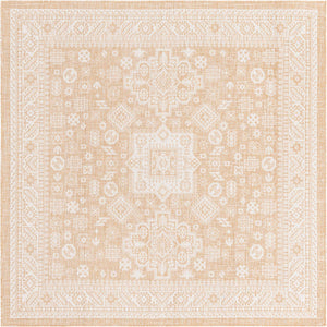 Natural 7' 10 x 7' 10 Outdoor Aztec Square Area Rug Weather Resistant for Patio, Deck, Terrace, Balcony, Porch 100% Polypropylene Traditional Carpet Mat for Sale at Rug Engine