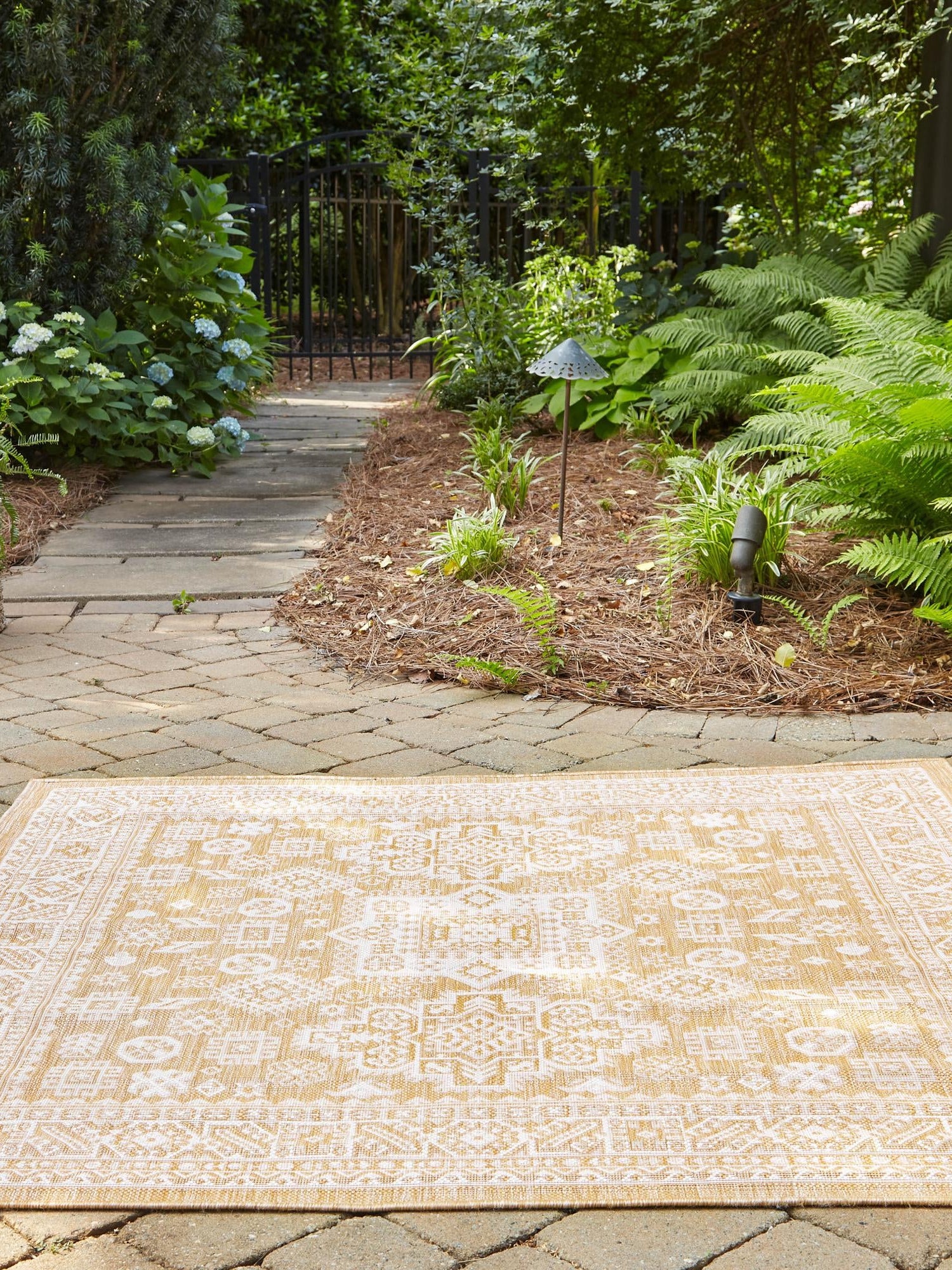 Natural 10' x 10' Outdoor Aztec Square Area Rug Weather Resistant for Patio, Deck, Terrace, Balcony, Porch 100% Polypropylene Traditional Carpet Mat for Sale at Rug Engine
