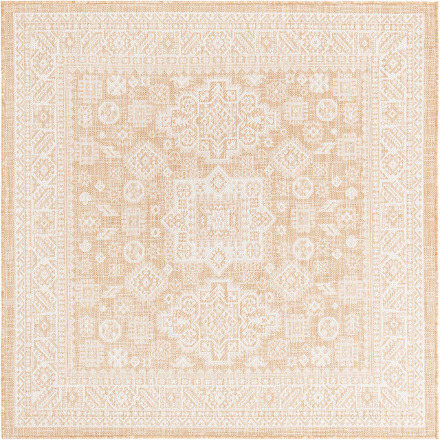 Natural 5' 3 x 5' 3 Outdoor Aztec Square Area Rug Weather Resistant for Patio, Deck, Terrace, Balcony, Porch 100% Polypropylene Traditional Carpet Mat for Sale at Rug Engine