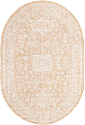 Natural 5' 3 x 8' Outdoor Aztec Oval Area Rug Weather Resistant for Patio, Deck, Terrace, Balcony, Porch 100% Polypropylene Traditional Carpet Mat for Sale at Rug Engine
