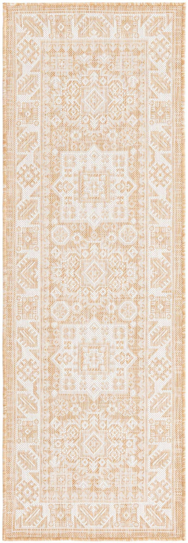 Natural 2' x 6' 1 Outdoor Aztec Runner Area Rug Weather Resistant for Patio, Deck, Terrace, Balcony, Porch 100% Polypropylene Traditional Carpet Mat for Sale at Rug Engine