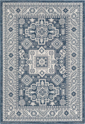 Blue 6' 1 x 9' Outdoor Aztec Rectangle Area Rug Weather Resistant for Patio, Deck, Terrace, Balcony, Porch 100% Polypropylene Traditional Carpet Mat for Sale at Rug Engine