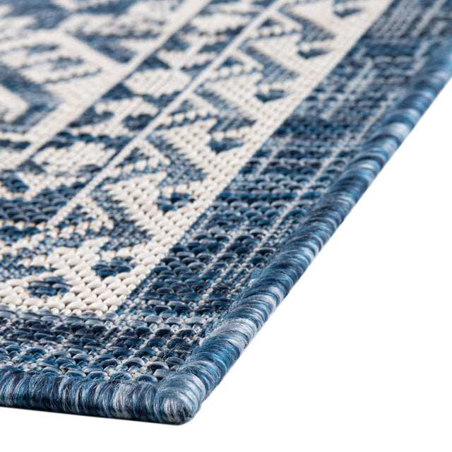 Blue 9' x 12' Outdoor Aztec Rectangle Area Rug Weather Resistant for Patio, Deck, Terrace, Balcony, Porch 100% Polypropylene Traditional Carpet Mat for Sale at Rug Engine