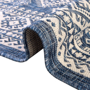 Blue 10' x 13' 1 Outdoor Aztec Rectangle Area Rug Weather Resistant for Patio, Deck, Terrace, Balcony, Porch 100% Polypropylene Traditional Carpet Mat for Sale at Rug Engine