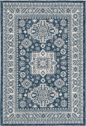 Blue 4' 1 x 6' 1 Outdoor Aztec Rectangle Area Rug Weather Resistant for Patio, Deck, Terrace, Balcony, Porch 100% Polypropylene Traditional Carpet Mat for Sale at Rug Engine