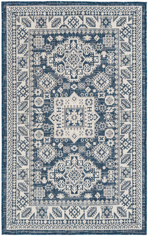 Blue 3' 1 x 5' 3 Outdoor Aztec Rectangle Area Rug Weather Resistant for Patio, Deck, Terrace, Balcony, Porch 100% Polypropylene Traditional Carpet Mat for Sale at Rug Engine