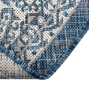 Blue 7' 10 x 7' 10 Outdoor Aztec Round Area Rug Weather Resistant for Patio, Deck, Terrace, Balcony, Porch 100% Polypropylene Traditional Carpet Mat for Sale at Rug Engine