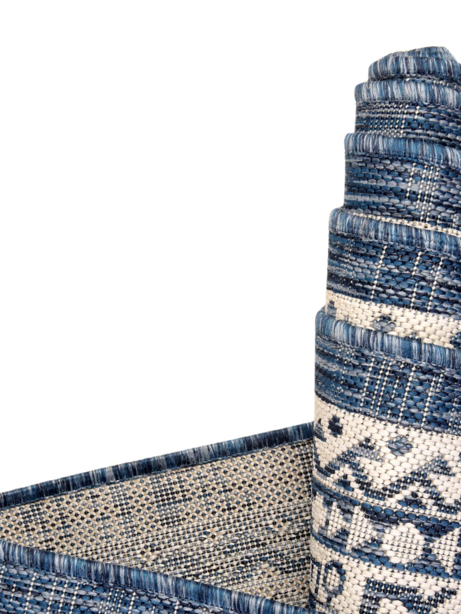 Blue 13' 1 x 13' 1 Outdoor Aztec Round Area Rug Weather Resistant for Patio, Deck, Terrace, Balcony, Porch 100% Polypropylene Traditional Carpet Mat for Sale at Rug Engine