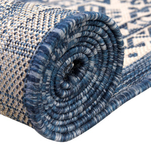 Blue 4' 1 x 4' 1 Outdoor Aztec Round Area Rug Weather Resistant for Patio, Deck, Terrace, Balcony, Porch 100% Polypropylene Traditional Carpet Mat for Sale at Rug Engine