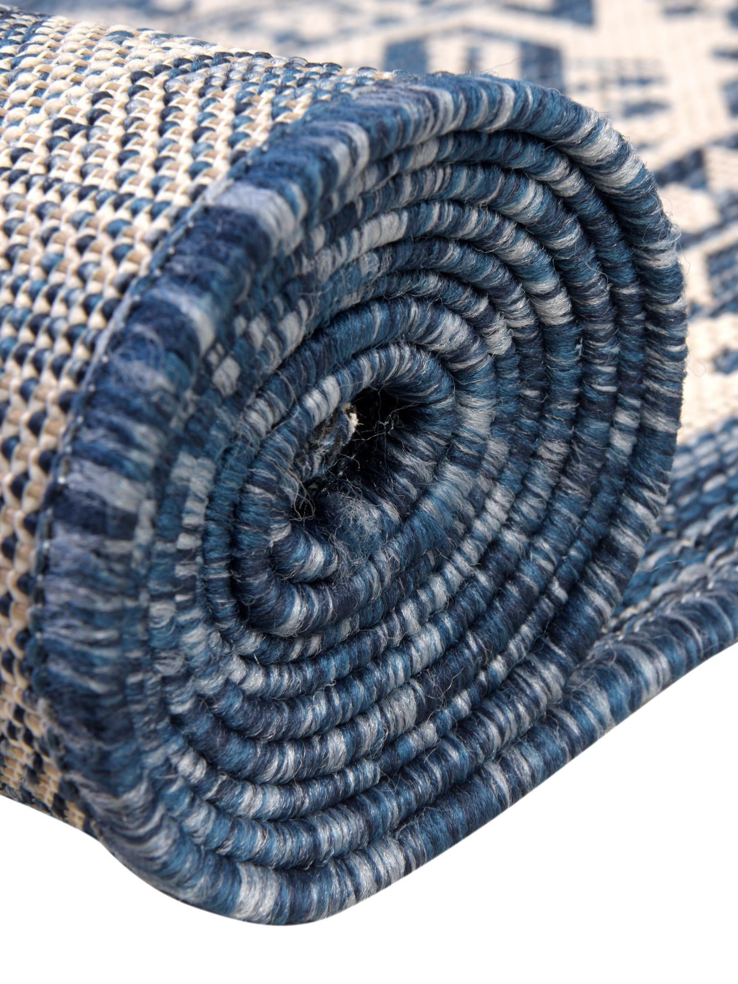 Blue 5' 3 x 5' 3 Outdoor Aztec Round Area Rug Weather Resistant for Patio, Deck, Terrace, Balcony, Porch 100% Polypropylene Traditional Carpet Mat for Sale at Rug Engine