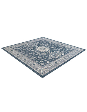 Blue 10' x 10' Outdoor Aztec Square Area Rug Weather Resistant for Patio, Deck, Terrace, Balcony, Porch 100% Polypropylene Traditional Carpet Mat for Sale at Rug Engine