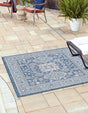 Blue 13' 1 x 13' 1 Outdoor Aztec Square Area Rug Weather Resistant for Patio, Deck, Terrace, Balcony, Porch 100% Polypropylene Traditional Carpet Mat for Sale at Rug Engine