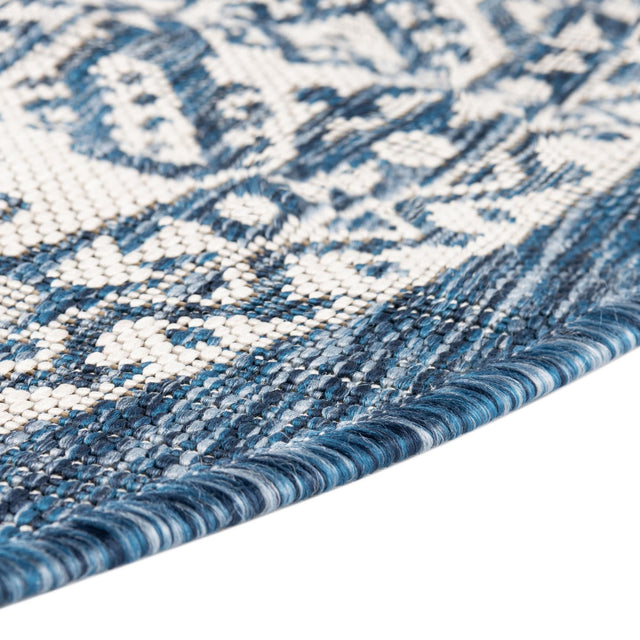 Blue 3' 1 x 5' 3 Outdoor Aztec Oval Area Rug Weather Resistant for Patio, Deck, Terrace, Balcony, Porch 100% Polypropylene Traditional Carpet Mat for Sale at Rug Engine