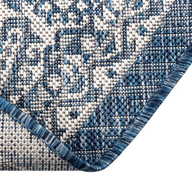 Blue 3' 1 x 5' 3 Outdoor Aztec Oval Area Rug Weather Resistant for Patio, Deck, Terrace, Balcony, Porch 100% Polypropylene Traditional Carpet Mat for Sale at Rug Engine