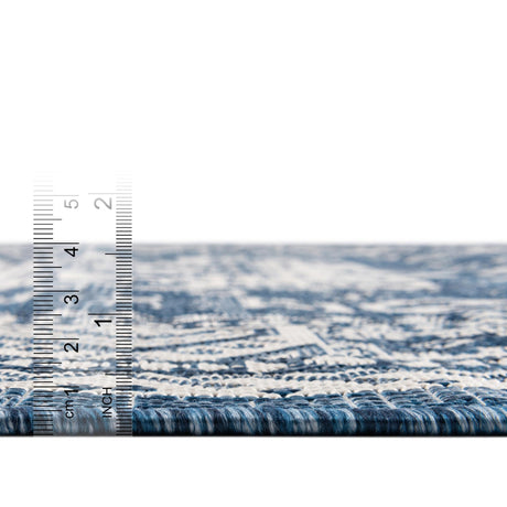 Blue 5' 3 x 5' 3 Outdoor Aztec Octagon Area Rug Weather Resistant for Patio, Deck, Terrace, Balcony, Porch 100% Polypropylene Traditional Carpet Mat for Sale at Rug Engine