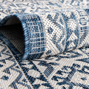 Blue 5' 3 x 5' 3 Outdoor Aztec Octagon Area Rug Weather Resistant for Patio, Deck, Terrace, Balcony, Porch 100% Polypropylene Traditional Carpet Mat for Sale at Rug Engine