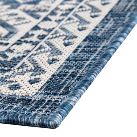 Blue 5' 3 x 5' 3 Outdoor Aztec Octagon Area Rug Weather Resistant for Patio, Deck, Terrace, Balcony, Porch 100% Polypropylene Traditional Carpet Mat for Sale at Rug Engine