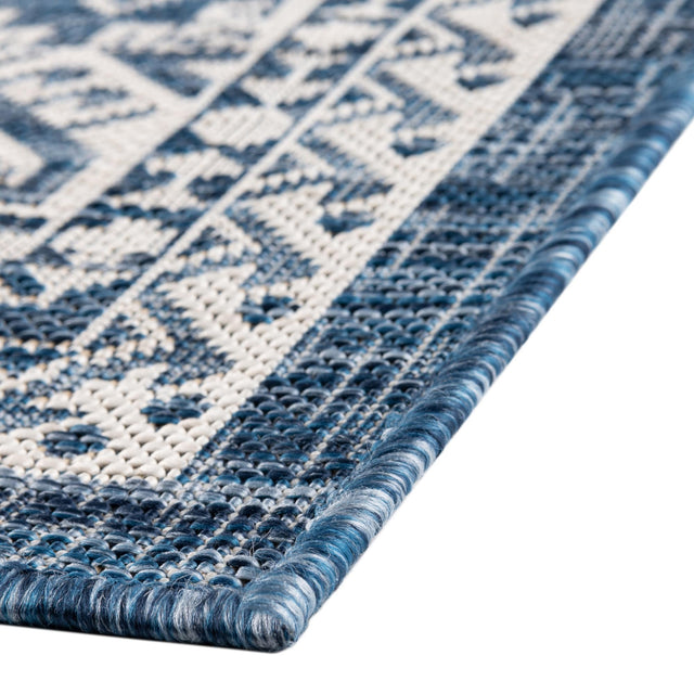 Blue 5' 3 x 5' 3 Outdoor Aztec Octagon Area Rug Weather Resistant for Patio, Deck, Terrace, Balcony, Porch 100% Polypropylene Traditional Carpet Mat for Sale at Rug Engine