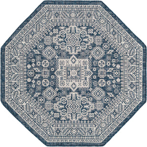 Blue 5' 3 x 5' 3 Outdoor Aztec Octagon Area Rug Weather Resistant for Patio, Deck, Terrace, Balcony, Porch 100% Polypropylene Traditional Carpet Mat for Sale at Rug Engine