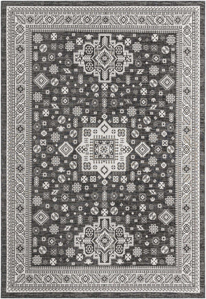 Charcoal Gray 10' x 14' 1 Outdoor Aztec Rectangle Area Rug Weather Resistant for Patio, Deck, Terrace, Balcony, Porch 100% Polypropylene Traditional Carpet Mat for Sale at Rug Engine