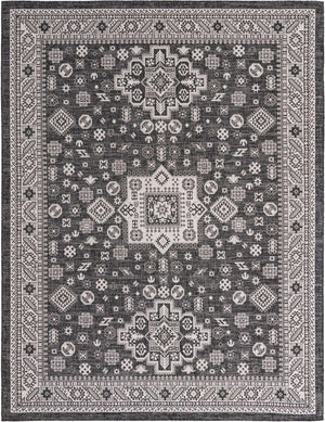 Charcoal Gray 10' x 13' 1 Outdoor Aztec Rectangle Area Rug Weather Resistant for Patio, Deck, Terrace, Balcony, Porch 100% Polypropylene Traditional Carpet Mat for Sale at Rug Engine