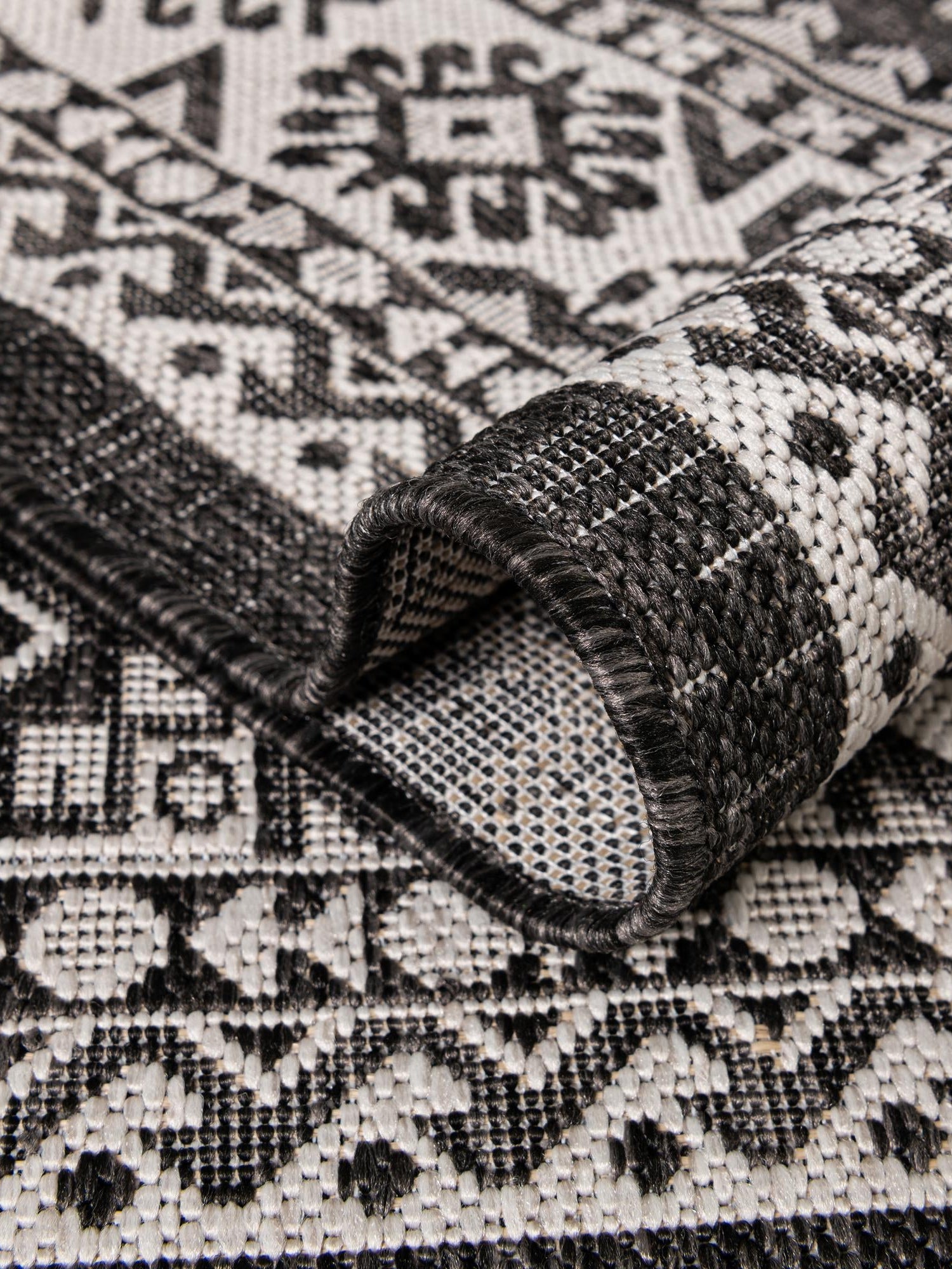 Charcoal Gray 9' x 12' Outdoor Aztec Rectangle Area Rug Weather Resistant for Patio, Deck, Terrace, Balcony, Porch 100% Polypropylene Traditional Carpet Mat for Sale at Rug Engine