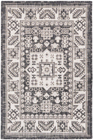 Charcoal Gray 2' x 3' 1 Outdoor Aztec Rectangle Area Rug Weather Resistant for Patio, Deck, Terrace, Balcony, Porch 100% Polypropylene Traditional Carpet Mat for Sale at Rug Engine