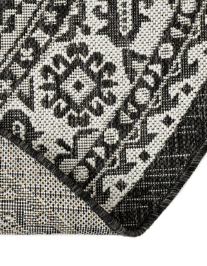 Charcoal Gray 10' x 10' Outdoor Aztec Round Area Rug Weather Resistant for Patio, Deck, Terrace, Balcony, Porch 100% Polypropylene Traditional Carpet Mat for Sale at Rug Engine