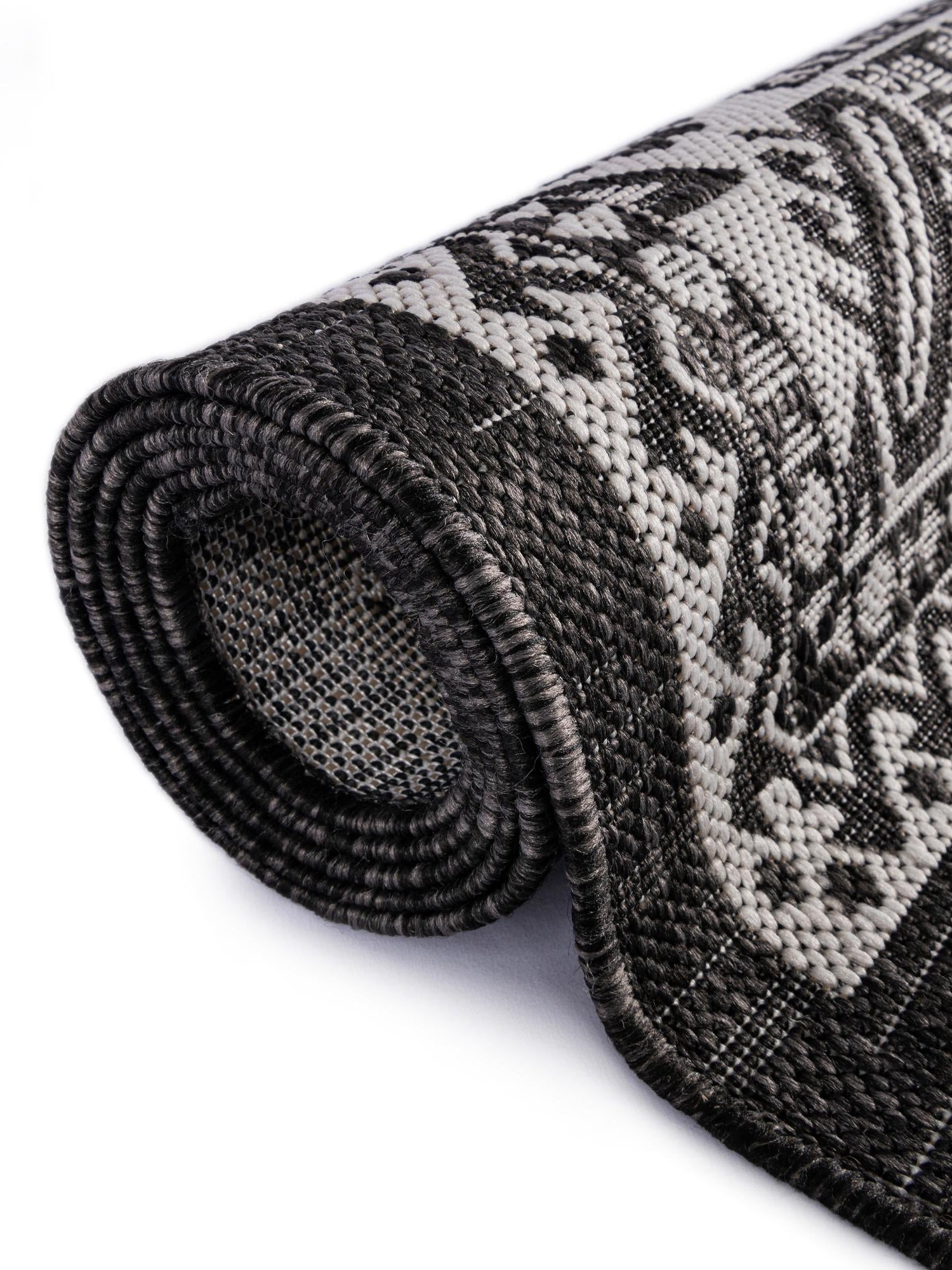 Charcoal Gray 3' 1 x 3' 1 Outdoor Aztec Round Area Rug Weather Resistant for Patio, Deck, Terrace, Balcony, Porch 100% Polypropylene Traditional Carpet Mat for Sale at Rug Engine