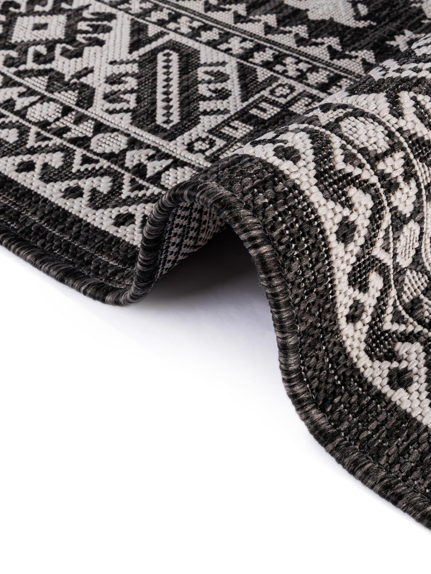 Charcoal Gray 7' 10 x 7' 10 Outdoor Aztec Square Area Rug Weather Resistant for Patio, Deck, Terrace, Balcony, Porch 100% Polypropylene Traditional Carpet Mat for Sale at Rug Engine