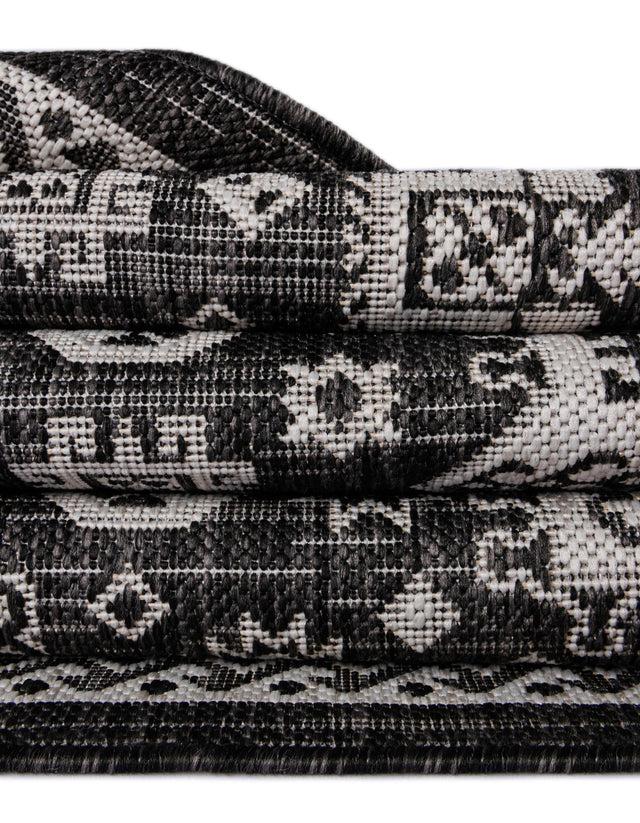 Charcoal Gray 6' 1 x 6' 1 Outdoor Aztec Square Area Rug Weather Resistant for Patio, Deck, Terrace, Balcony, Porch 100% Polypropylene Traditional Carpet Mat for Sale at Rug Engine