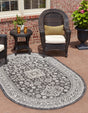 Charcoal Gray 3' 1 x 5' 3 Outdoor Aztec Oval Area Rug Weather Resistant for Patio, Deck, Terrace, Balcony, Porch 100% Polypropylene Traditional Carpet Mat for Sale at Rug Engine