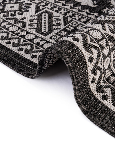 Charcoal Gray 7' 10 x 7' 10 Outdoor Aztec Octagon Area Rug Weather Resistant for Patio, Deck, Terrace, Balcony, Porch 100% Polypropylene Traditional Carpet Mat for Sale at Rug Engine