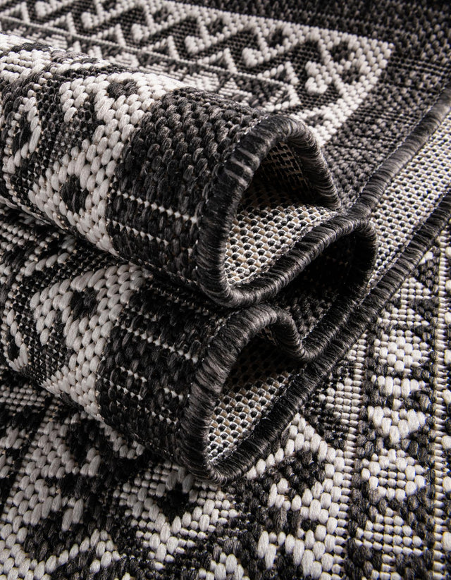 Charcoal Gray 5' 3 x 5' 3 Outdoor Aztec Octagon Area Rug Weather Resistant for Patio, Deck, Terrace, Balcony, Porch 100% Polypropylene Traditional Carpet Mat for Sale at Rug Engine