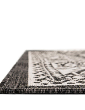 Charcoal Gray 2' 7 x 12' Outdoor Aztec Runner Area Rug Weather Resistant for Patio, Deck, Terrace, Balcony, Porch 100% Polypropylene Traditional Carpet Mat for Sale at Rug Engine