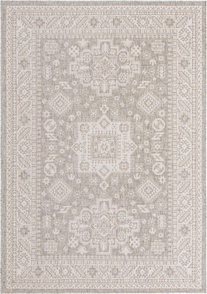 Light Gray 7' 1 x 10' Outdoor Aztec Rectangle Area Rug Weather Resistant for Patio, Deck, Terrace, Balcony, Porch 100% Polypropylene Traditional Carpet Mat for Sale at Rug Engine