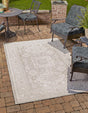 Light Gray 6' 1 x 9' Outdoor Aztec Rectangle Area Rug Weather Resistant for Patio, Deck, Terrace, Balcony, Porch 100% Polypropylene Traditional Carpet Mat for Sale at Rug Engine
