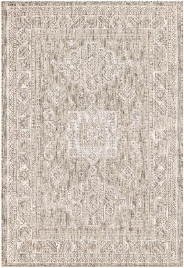 Light Gray 4' 1 x 6' 1 Outdoor Aztec Rectangle Area Rug Weather Resistant for Patio, Deck, Terrace, Balcony, Porch 100% Polypropylene Traditional Carpet Mat for Sale at Rug Engine