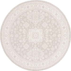 Light Gray 10' x 10' Outdoor Aztec Round Rug