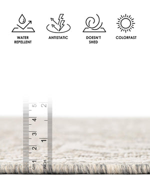 Light Gray 5' 3 x 5' 3 Outdoor Aztec Round Area Rug Weather Resistant for Patio, Deck, Terrace, Balcony, Porch 100% Polypropylene Traditional Carpet Mat for Sale at Rug Engine