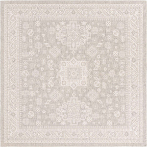 Light Gray 10' x 10' Outdoor Aztec Square Rug