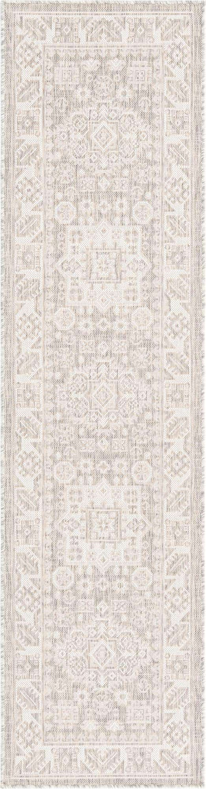 Light Gray 2' x 8' Outdoor Aztec Runner Area Rug Weather Resistant for Patio, Deck, Terrace, Balcony, Porch 100% Polypropylene Traditional Carpet Mat for Sale at Rug Engine
