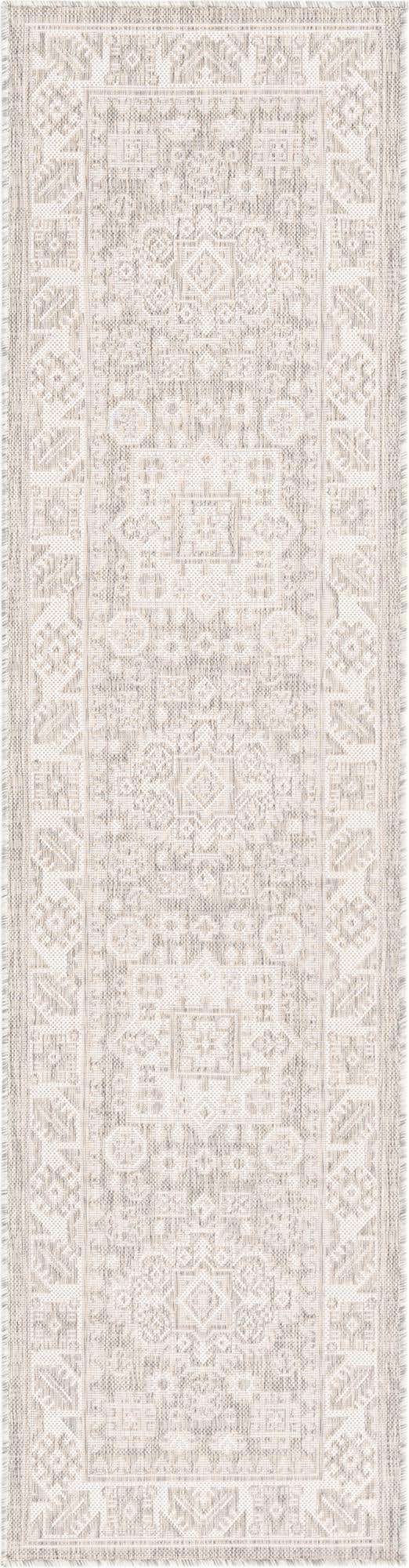 Light Gray 2' x 8' Outdoor Aztec Runner Area Rug Weather Resistant for Patio, Deck, Terrace, Balcony, Porch 100% Polypropylene Traditional Carpet Mat for Sale at Rug Engine