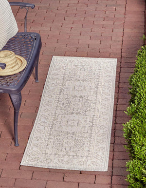Light Gray 2' x 8' Outdoor Aztec Runner Area Rug Weather Resistant for Patio, Deck, Terrace, Balcony, Porch 100% Polypropylene Traditional Carpet Mat for Sale at Rug Engine