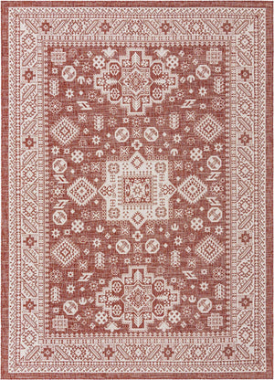Rust Red 7' 10 x 11' Outdoor Aztec Rectangle Area Rug Weather Resistant for Patio, Deck, Terrace, Balcony, Porch 100% Polypropylene Traditional Carpet Mat for Sale at Rug Engine