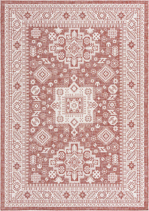 Rust Red 7' 1 x 10' Outdoor Aztec Rectangle Area Rug Weather Resistant for Patio, Deck, Terrace, Balcony, Porch 100% Polypropylene Traditional Carpet Mat for Sale at Rug Engine