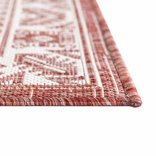 Rust Red 7' 1 x 10' Outdoor Aztec Rectangle Area Rug Weather Resistant for Patio, Deck, Terrace, Balcony, Porch 100% Polypropylene Traditional Carpet Mat for Sale at Rug Engine